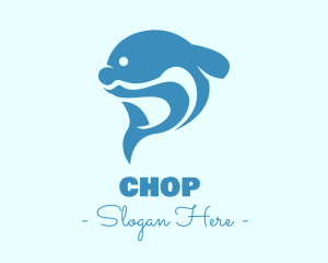 Sea Creature - Blue Dolphin Tail logo design