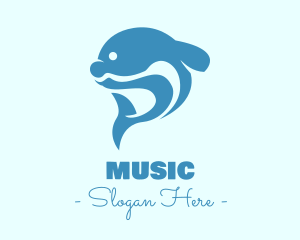 Ocean Fish - Blue Dolphin Tail logo design