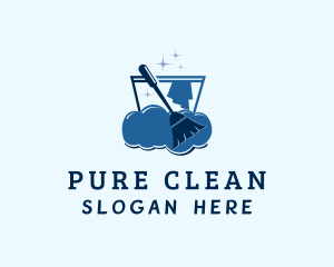 Disinfecting - Bucket Mop Bubbles logo design