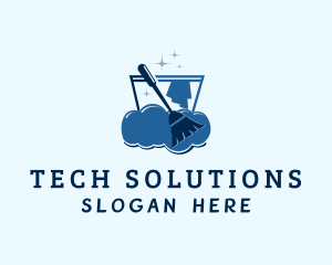 Hygiene - Bucket Mop Bubbles logo design