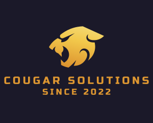 Cougar - Gold Wild Cougar logo design