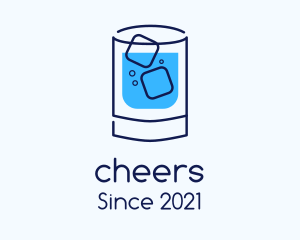 Resto Bar - Glass Drink Ice Cubes logo design