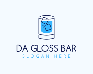 Glass Drink Ice Cubes  logo design