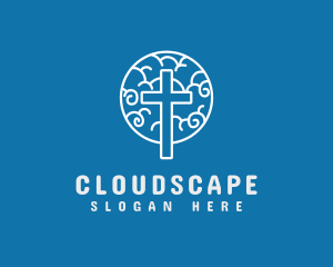 Clouds - Modern Crucifix Cloud logo design