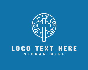 Biblical - Modern Crucifix Cloud logo design