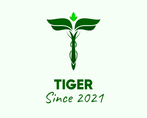 Diagnostics - Green Herbal Caduceus logo design
