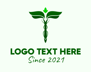 Research - Green Herbal Caduceus logo design