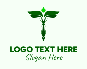 Green Herbal Caduceus Logo