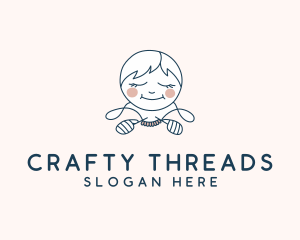 Girl Crochet Yarn logo design