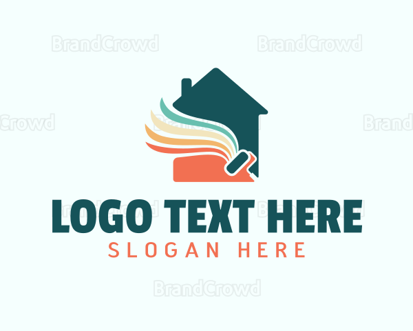 Colorful House Painter Brush Logo