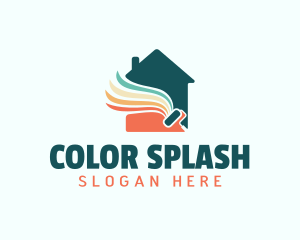 Colorful House Painter Brush logo design