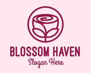 Flower - Rose Flower Emblem logo design