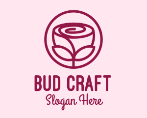 Bud - Rose Flower Emblem logo design