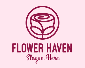 Rose Flower Emblem  logo design