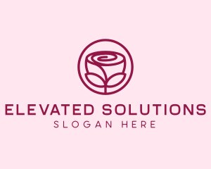 Rose Flower Emblem  logo design