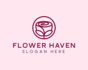 Rose Flower Emblem  logo design