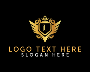 Wealth - Luxury Shield Wing logo design