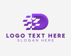 Telecom - Digital Pixel Letter D logo design