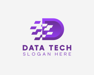 Database - Digital Pixel Letter D logo design