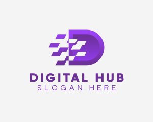 Digital Pixel Letter D  logo design