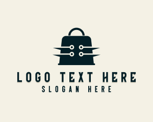 Paper Bag - Online Shopping Tech logo design