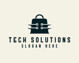 Paper Bag - Online Shopping Tech logo design