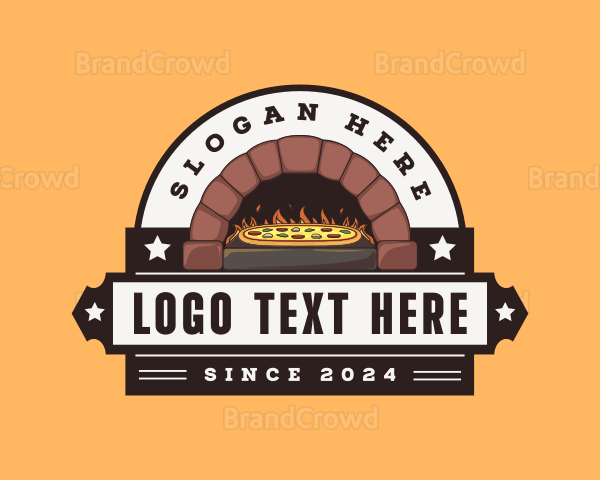 Retro Pizza Brick Oven Logo