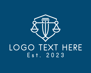 Court - Justice Scale Shield logo design