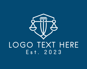 Law - Justice Scale Shield logo design