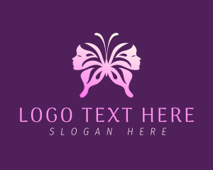 Girly - Butterfly Woman Face logo design