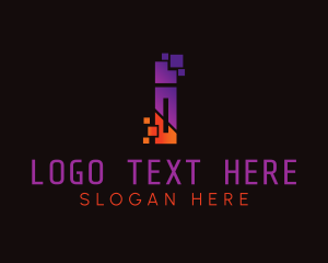 Gradient - Pixel Letter I Studio logo design