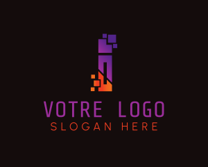 Multicolor - Pixel Letter I Studio logo design