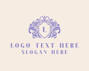 Victorian - Crown Floral Shield logo design