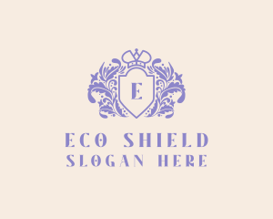 Crown Floral Shield logo design