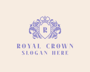 Crown Floral Shield logo design