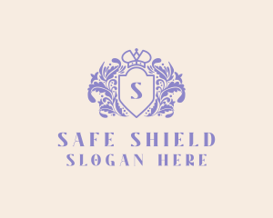 Crown Floral Shield logo design