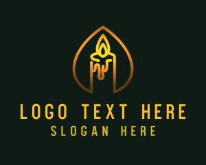 Church - Golden Candlelight Flame logo design