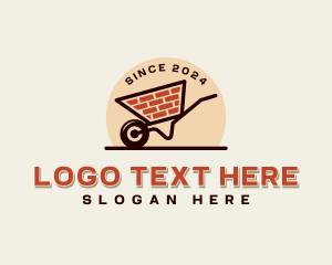 Bricklayer - Brick Mason Wheelbarrow logo design