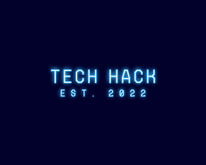 Hack - Blue Neon Wordmark logo design