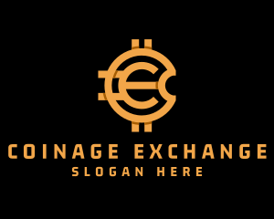 Coinage - Bitcoin Currency Letter E logo design