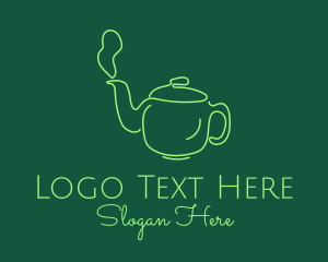 Antique - Green Teapot Tea Kettle logo design