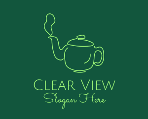 Green Teapot Tea Kettle logo design