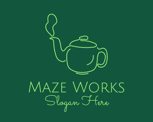 Green Teapot Tea Kettle logo design