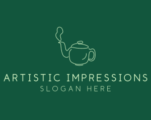 Green Teapot Tea Kettle logo design