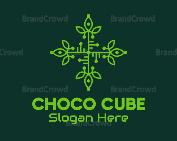 Green Leaf Circuit Board Logo