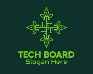 Green Leaf Circuit Board logo design