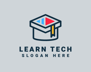 E Learning - Audio Class Academic Cap logo design