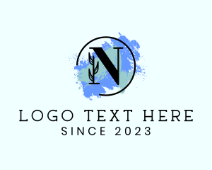 Letter N - Floral Boutique Paintbrush logo design