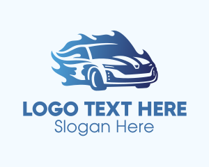 Racing Car - Blue Flame Car logo design