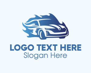 Car Collector - Blue Flame Car logo design